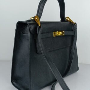 1.1 Hermes Kelly Handbags Mate Black in Original Leather