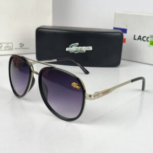 1.2 Lacoste Silver Black Aviator Sunglasses Lac07