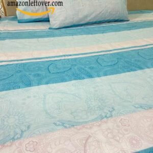 Premium Cotton Bedsheet Sky Strips with flora print