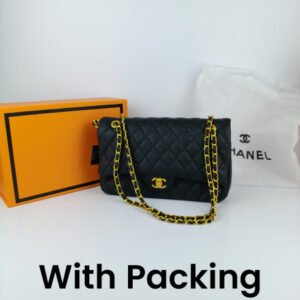 CHANEL Chevron Classic Black Handbag
