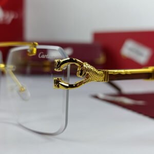 Cartier Golden Wood Power Glasses Frame-CRT23