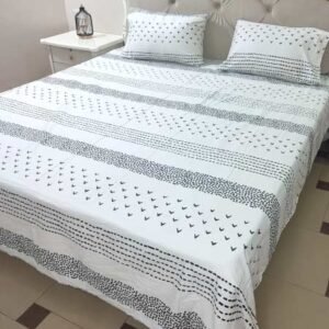 Cotton Satin Bedsheet Elegant White TC-240 Jungle Tree