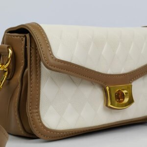 Elegant Handbag Khaki White