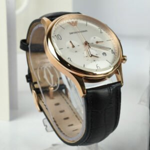 Emporio Armani Black Leather Strap Watch For Men - AR1916