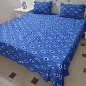 Cotton Satin Bedsheet Blue Wave TC-240 Jungle Tree