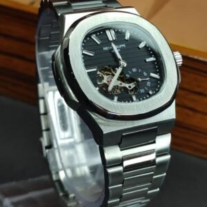 PATEK PHLIPE Nautilus Silver Skeleton Black Dail Watch