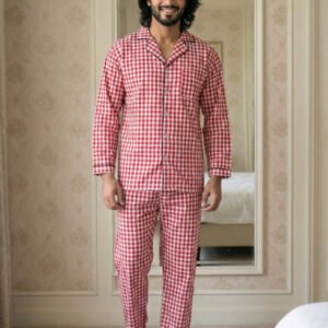 Red Check Zara Men's Night Suit