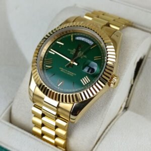 Rolex Day Date Watch Yellow Gold Green Dial Roman 228238